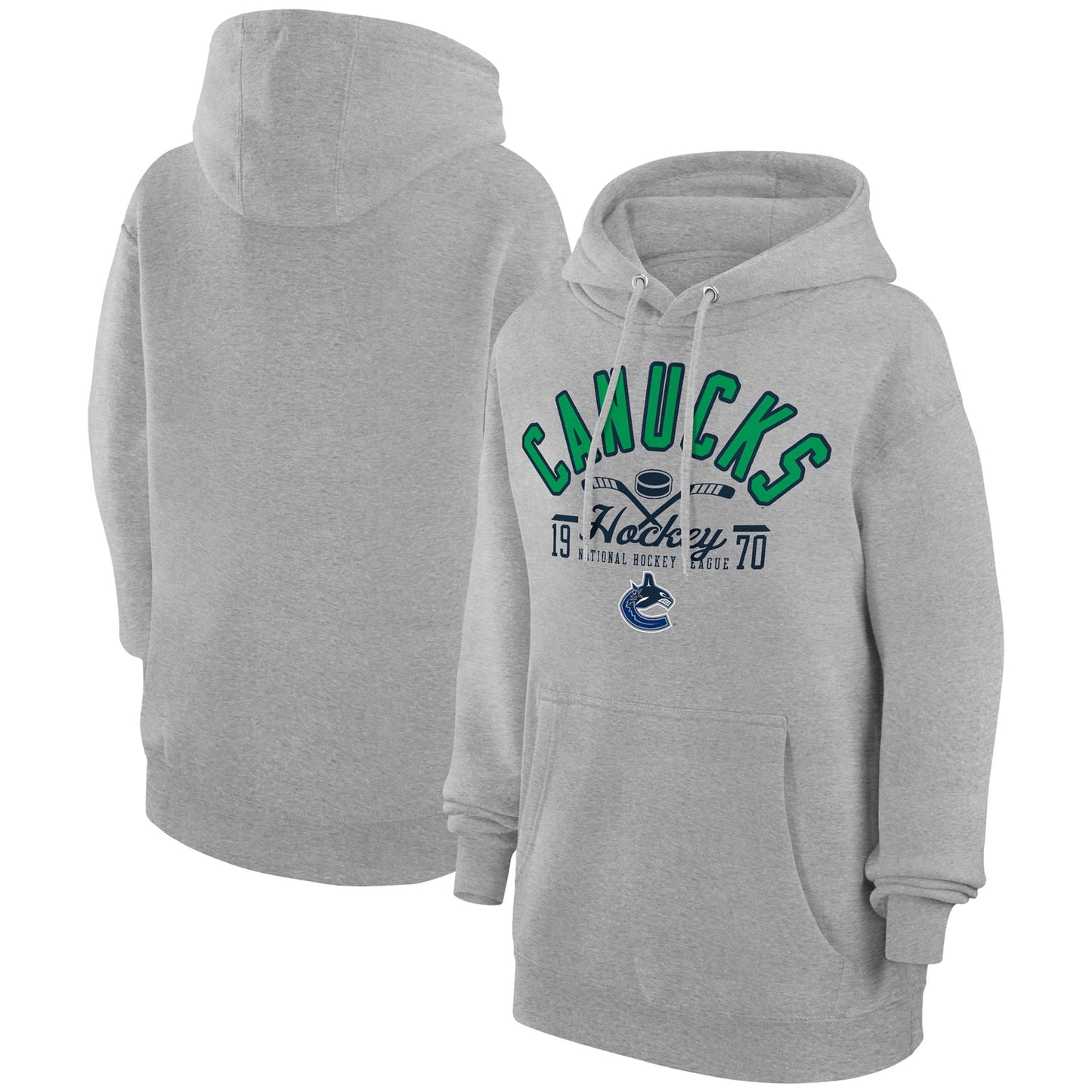 Men's Starter  Heather Gray Vancouver Canucks Puck Pullover Hoodie