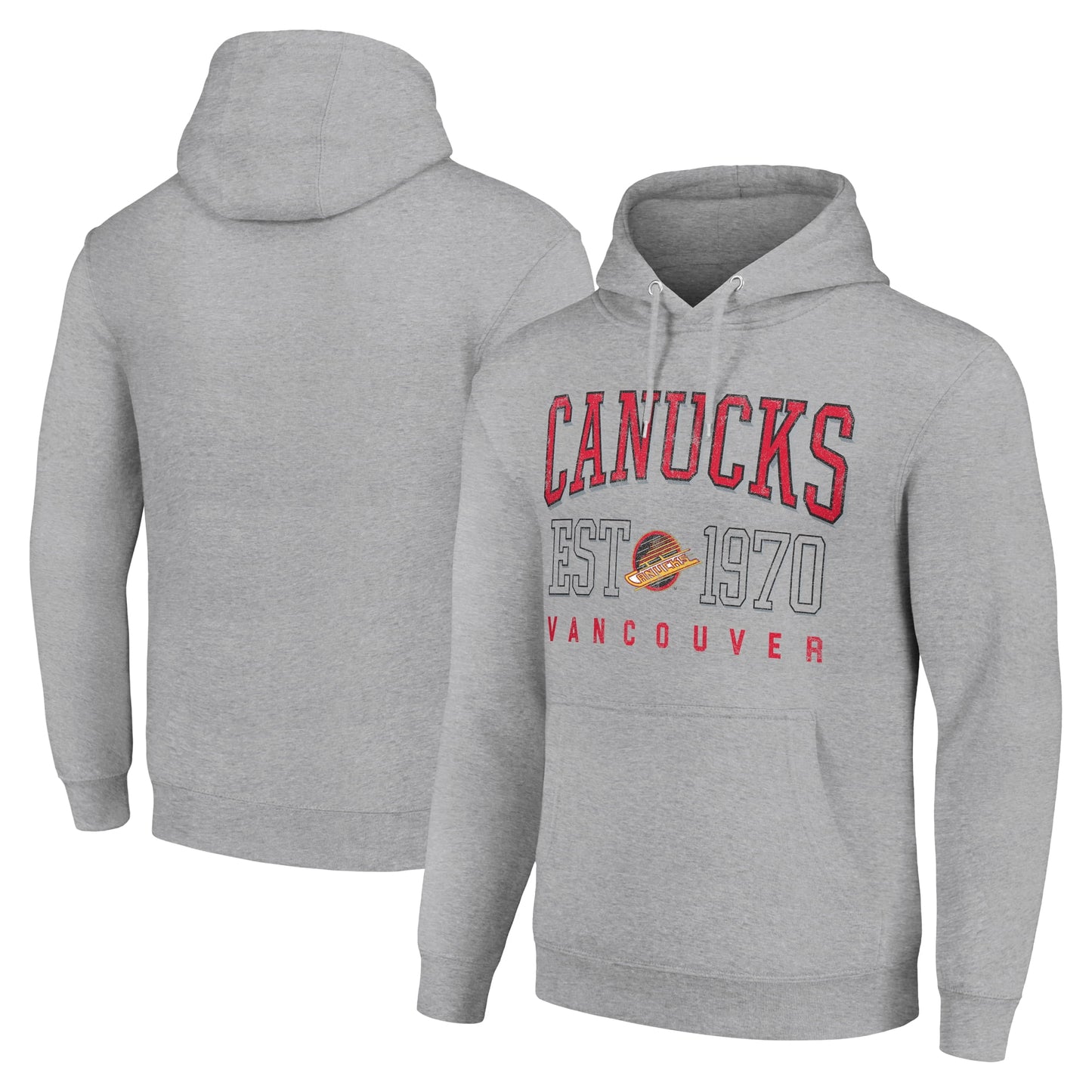 Men's Starter Heather Gray Vancouver Canucks Retro Graphic Pullover Hoodie